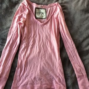 Long sleeved pink v neck
